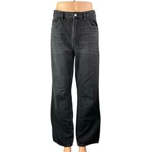 MNG Mango Matilda Women's Black High Rise Loose Straight Denim Jeans Size 10